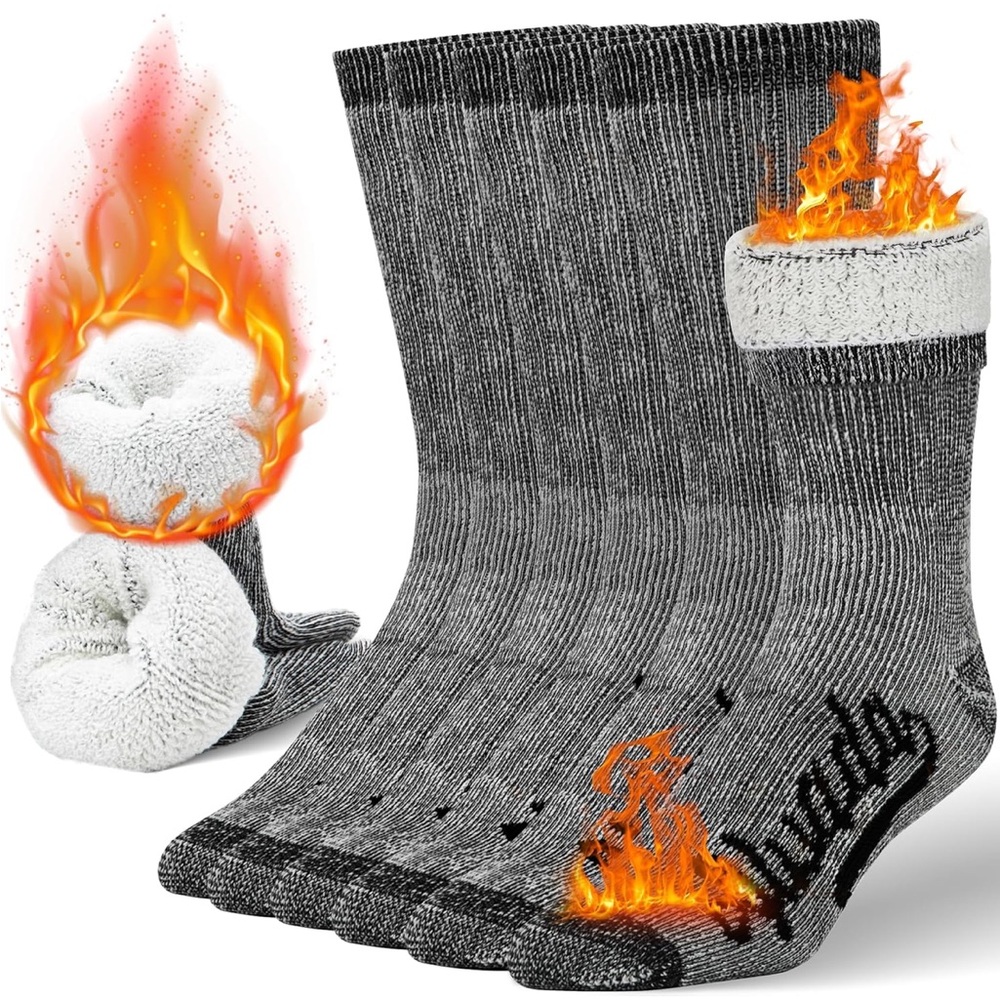 Alvada Gray Thermal Socks unisex fuzzy interior cushion NWT
